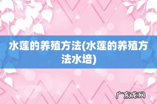 水莲的养殖方法水培 水莲的养殖方法