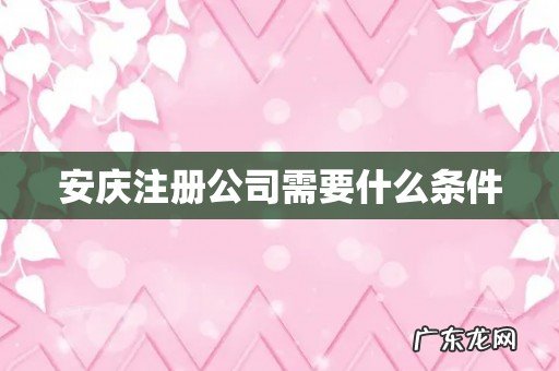 安庆注册公司需要什么条件