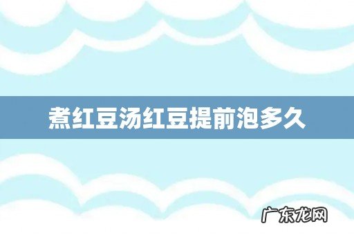 煮红豆汤红豆提前泡多久