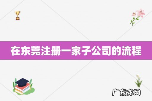 在东莞注册一家子公司的流程