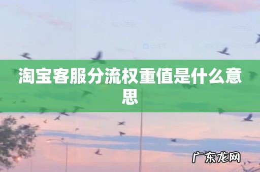 淘宝客服分流权重值是什么意思