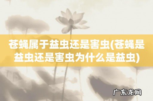 苍蝇是益虫还是害虫为什么是益虫 苍蝇属于益虫还是害虫