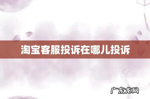 淘宝客服投诉在哪儿投诉