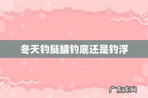 冬天钓鲢鳙钓底还是钓浮