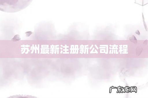 苏州最新注册新公司流程