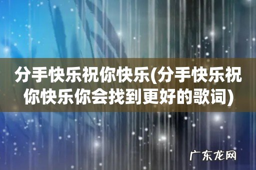 分手快乐祝你快乐你会找到更好的歌词 分手快乐祝你快乐