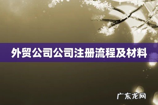 外贸公司公司注册流程及材料