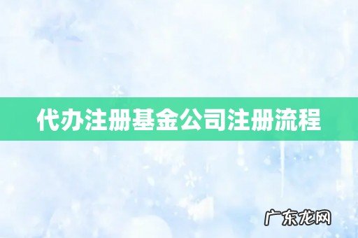 代办注册基金公司注册流程