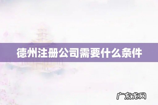 德州注册公司需要什么条件