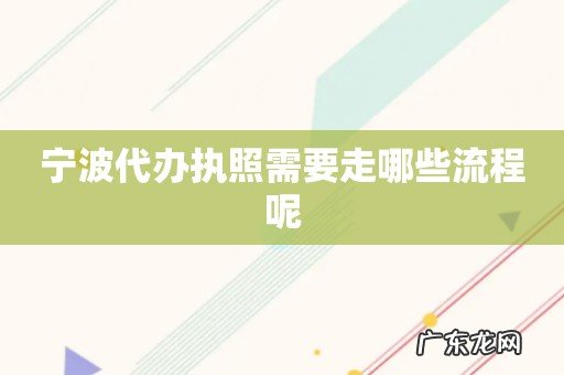 宁波代办执照需要走哪些流程呢