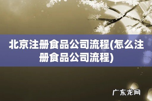 怎么注册食品公司流程 北京注册食品公司流程