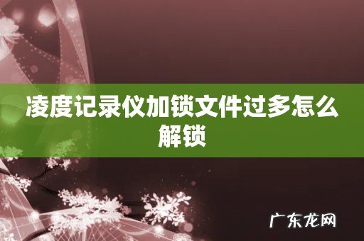 凌度记录仪加锁文件过多怎么解锁