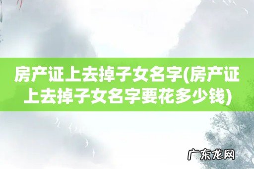 房产证上去掉子女名字要花多少钱 房产证上去掉子女名字