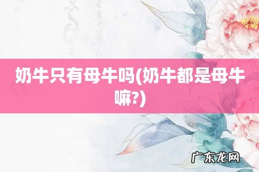 奶牛都是母牛嘛? 奶牛只有母牛吗