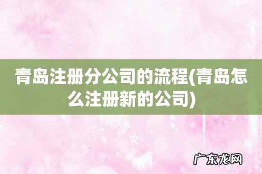 青岛怎么注册新的公司 青岛注册分公司的流程