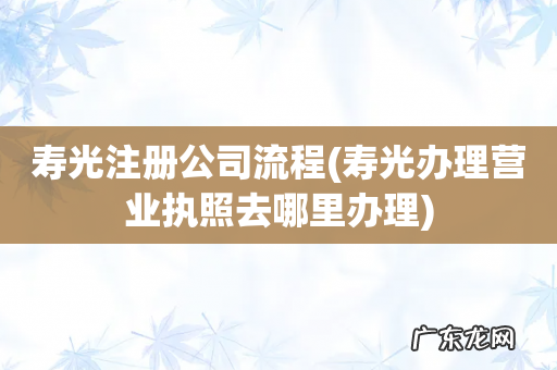 寿光办理营业执照去哪里办理 寿光注册公司流程