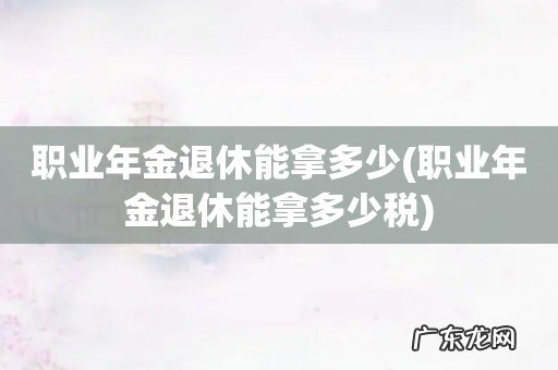 职业年金退休能拿多少税 职业年金退休能拿多少