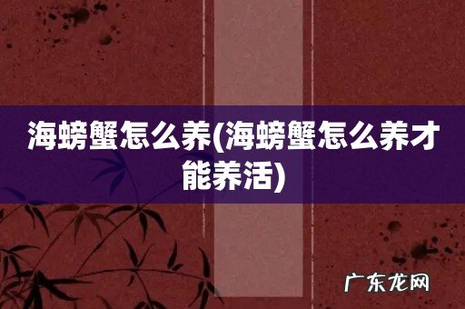 海螃蟹怎么养才能养活 海螃蟹怎么养