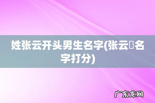 张云淏名字打分 姓张云开头男生名字