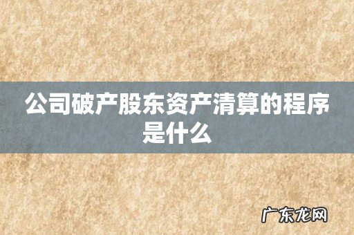 公司破产股东资产清算的程序是什么