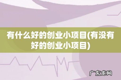 有没有好的创业小项目 有什么好的创业小项目