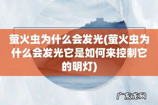 萤火虫为什么会发光它是如何来控制它的明灯 萤火虫为什么会发光