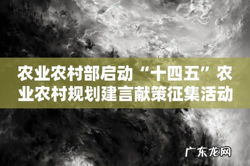 农业农村部启动“十四五”农业农村规划建言献策征集活动