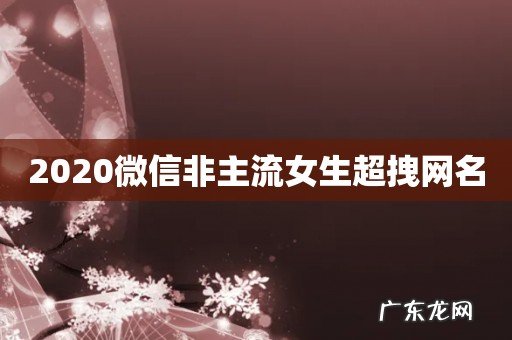 2020微信非主流女生超拽网名