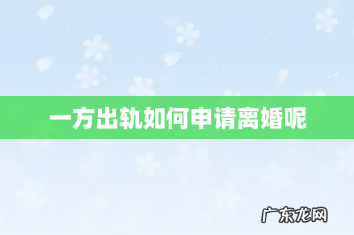 一方出轨如何申请离婚呢