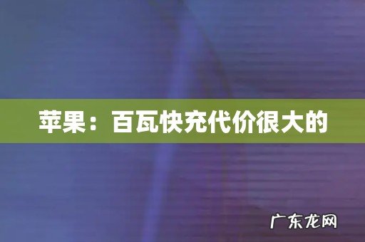 苹果:百瓦快充代价很大的