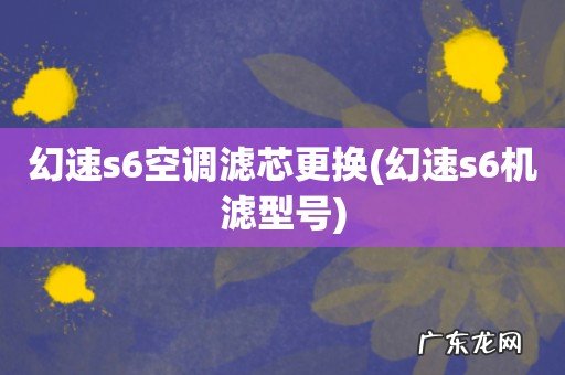 幻速s6机滤型号 幻速s6空调滤芯更换