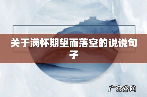 关于满怀期望而落空的说说句子