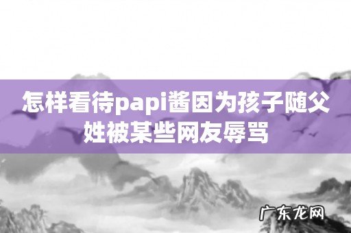 怎样看待papi酱因为孩子随父姓被某些网友辱骂
