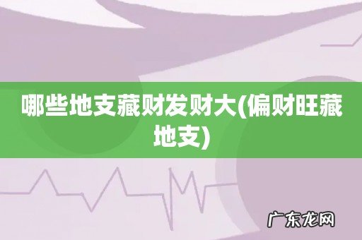 偏财旺藏地支 哪些地支藏财发财大