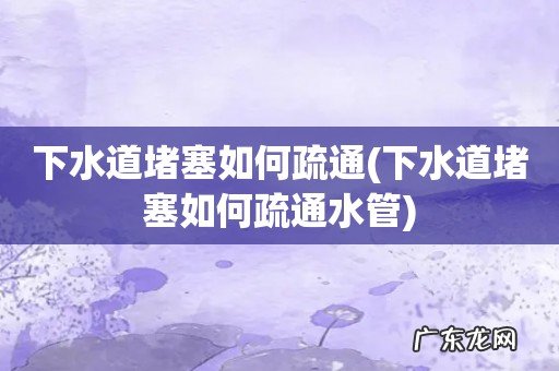 下水道堵塞如何疏通水管 下水道堵塞如何疏通