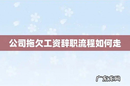 公司拖欠工资辞职流程如何走