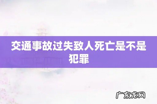 交通事故过失致人死亡是不是犯罪