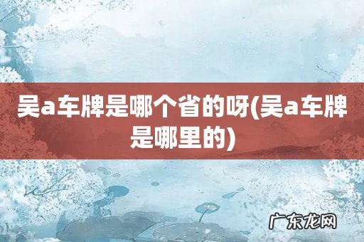 吴a车牌是哪里的 吴a车牌是哪个省的呀