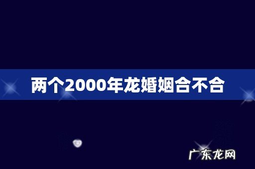 两个2000年龙婚姻合不合