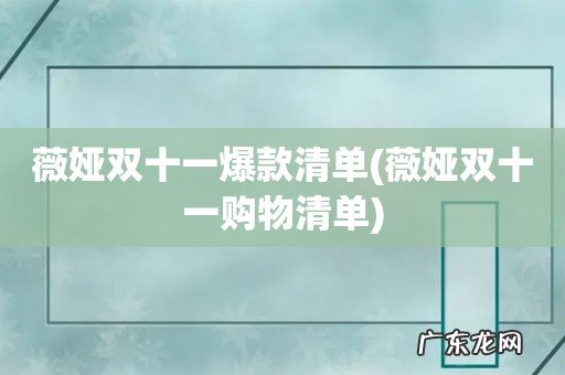 薇娅双十一购物清单 薇娅双十一爆款清单