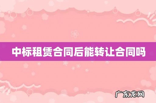 中标租赁合同后能转让合同吗