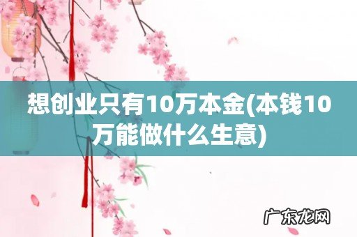 本钱10万能做什么生意 想创业只有10万本金