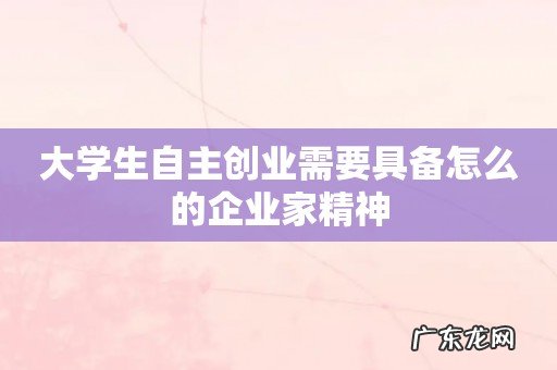 大学生自主创业需要具备怎么的企业家精神