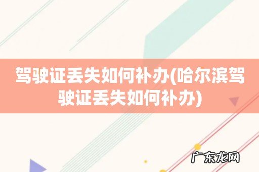 哈尔滨驾驶证丢失如何补办 驾驶证丢失如何补办