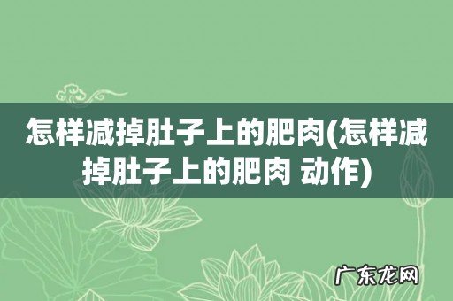怎样减掉肚子上的肥肉 动作 怎样减掉肚子上的肥肉