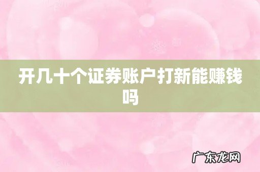 开几十个证券账户打新能赚钱吗