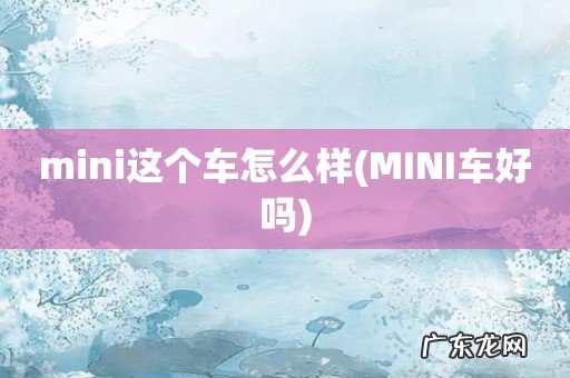 MINI车好吗 mini这个车怎么样
