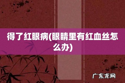 眼睛里有红血丝怎么办 得了红眼病