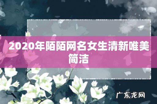 2020年陌陌网名女生清新唯美简洁