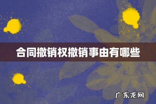 合同撤销权撤销事由有哪些